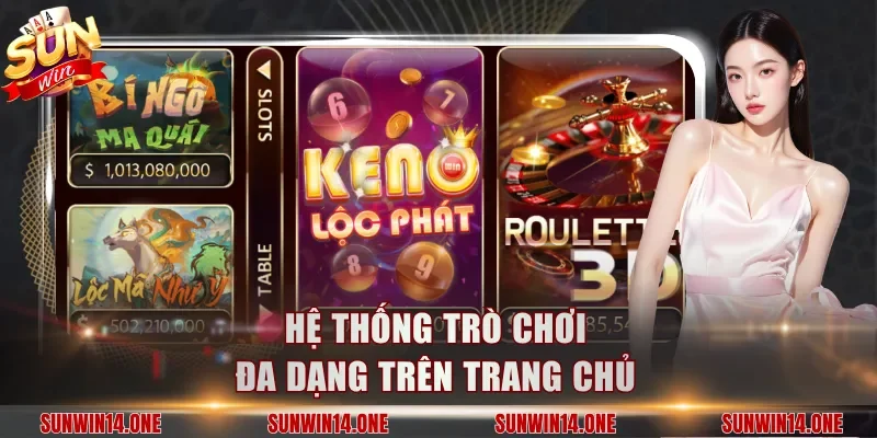 Hệ thống trò chơi đa dạng trên trang chủ